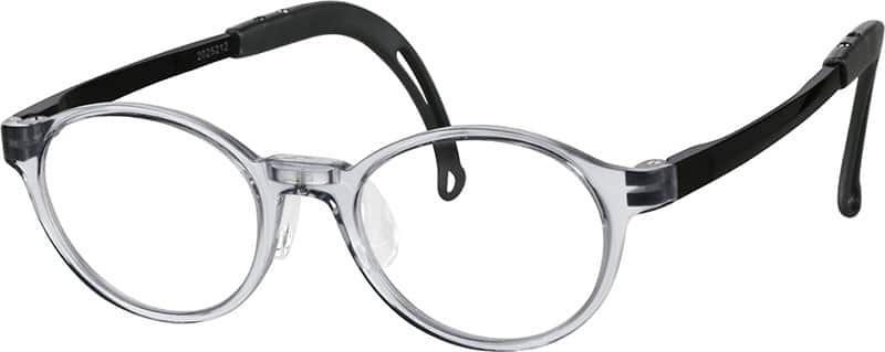Angle view of Kids’ Oval Glasses 2025212 in Gray