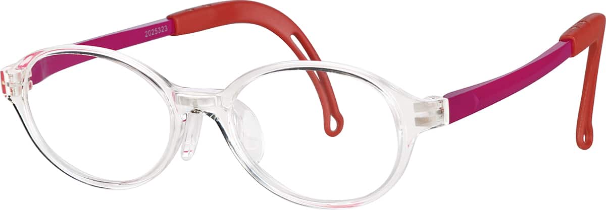 Angle view of Kids’ Oval Glasses 2025323 in Clear