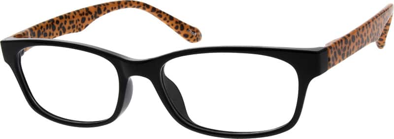 Angle view of Rectangle Glasses 202621 in Black