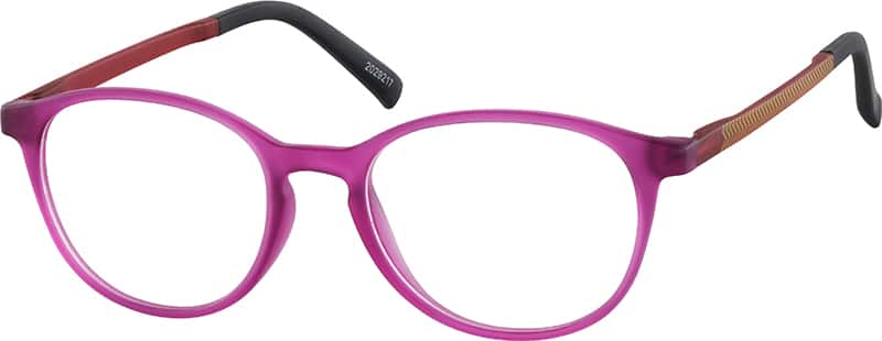 Angle view of Kids' Oval Glasses 2029217 in Raspberry