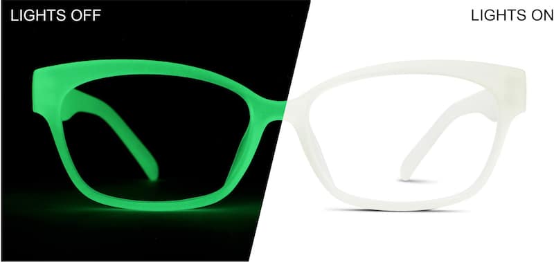 Green Glow Glow-in-the-Dark Rectangle Glasses