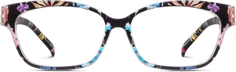 Black Floral Cat-Eye Glasses 