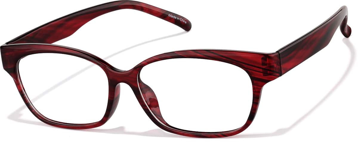 Angle view of Rectangle Glasses 2032918 in Red