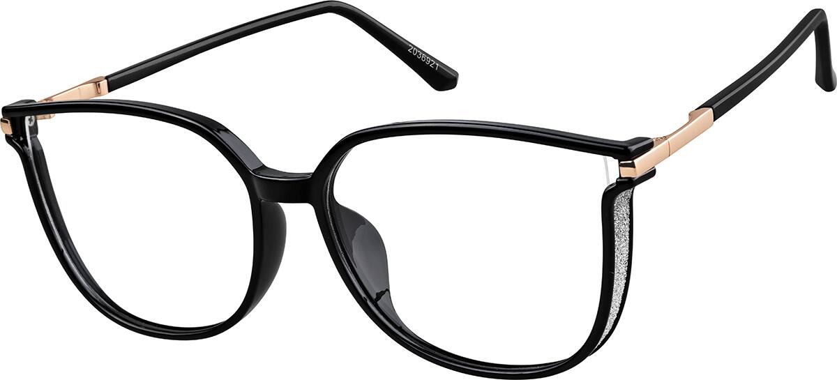 Angle view of Geometric Glasses 2036921 in Black