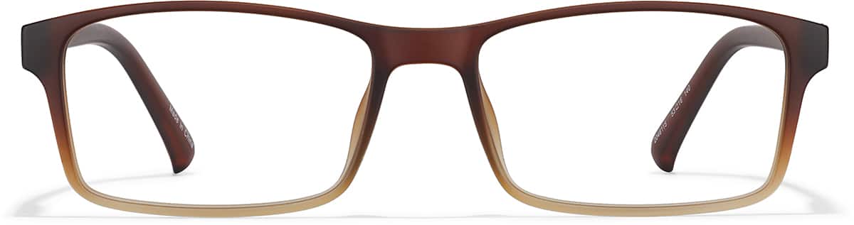 Front view of Rectangle Glasses 2046115 in Brown