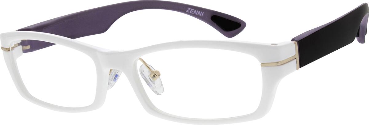 Angle view of Rectangle Glasses 204630 in White