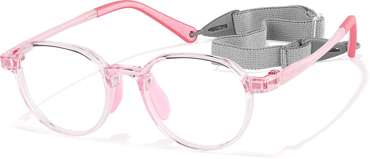 Angle view of Round Glasses 2048719 in Pink