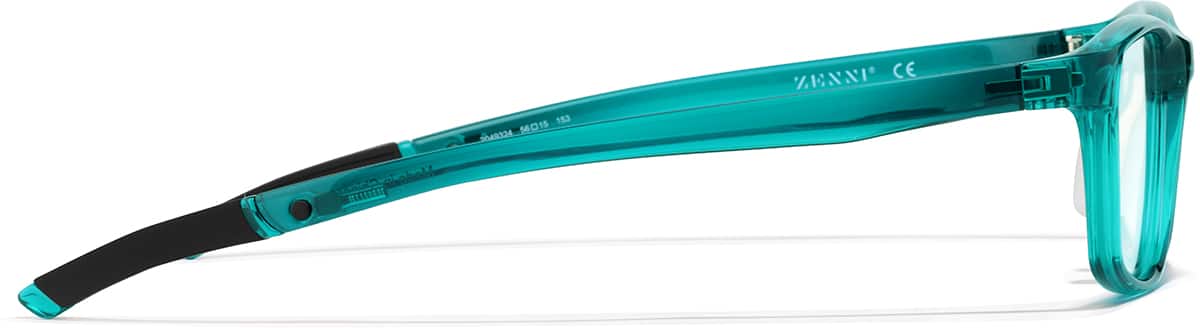 Side view of Zunnies - Rectangle Sports Glasses 2049324 in Teal Green