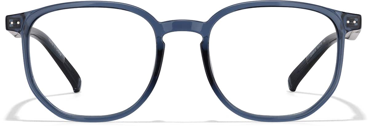 Front view of Aquarius Zodiac Square Glasses 2049816 in Translucent Blue