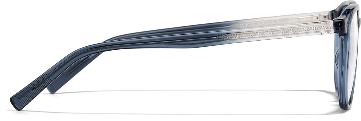 Side view of Aquarius Zodiac Square Glasses 2049816 in Translucent Blue