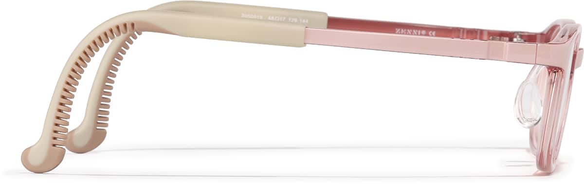 Side view of Lightweight Rectangle Glasses 2050019 in Translucent Pink + Dark Pink Tem
