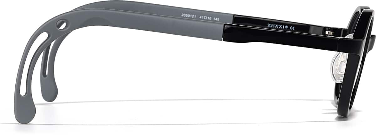 Side view of Lightweight Kids Round Glasses 2050121 in Translucent Gray + Dark Gray Temple Tips