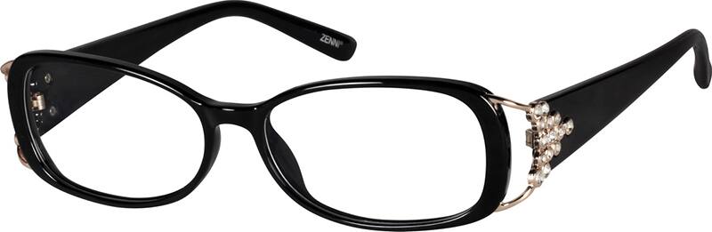 Angle view of Oval Glasses 205021 in Black