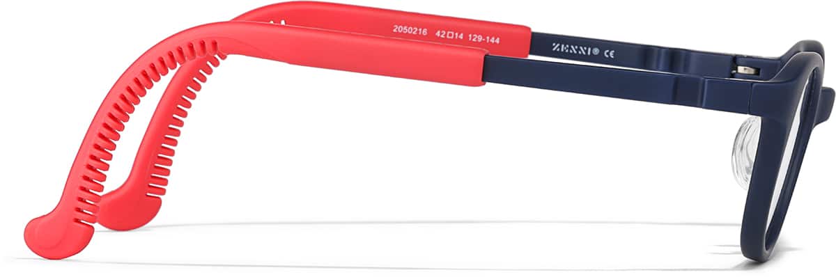 Side view of Lightweight Oval Adjustable Glasses 2050216 in Navy/Red Temple