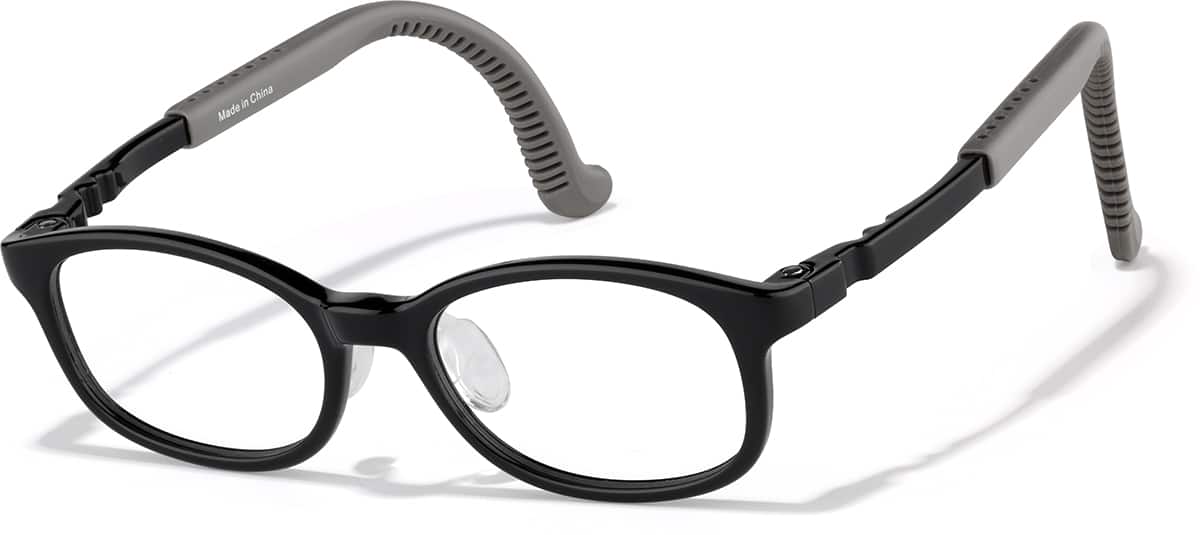 Angle view of Lightweight Oval Adjustable Glasses 2050221 in Black/ Dark Gray Temple