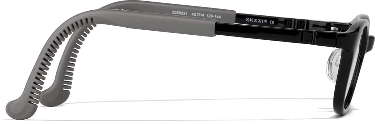 Side view of Lightweight Oval Adjustable Glasses 2050221 in Black/ Dark Gray Temple