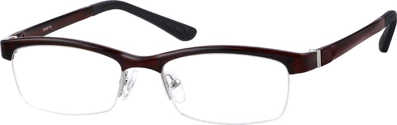 Angle view of Browline Glasses 209715 in Brown