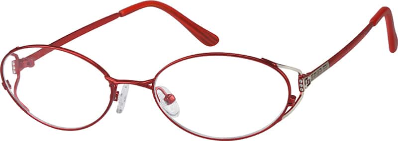 Angle view of Oval Glasses 210618 in Red