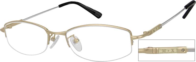 Angle view of Rectangle Glasses 211214 in Gold