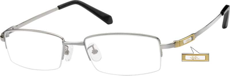 Angle view of Rectangle Glasses 213611 in Silver