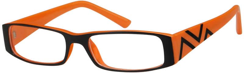 Angle view of Rectangle Glasses 223822 in Orange