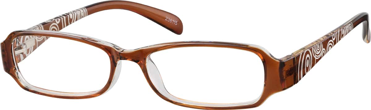 Angle view of Rectangle Glasses 236115 in Brown