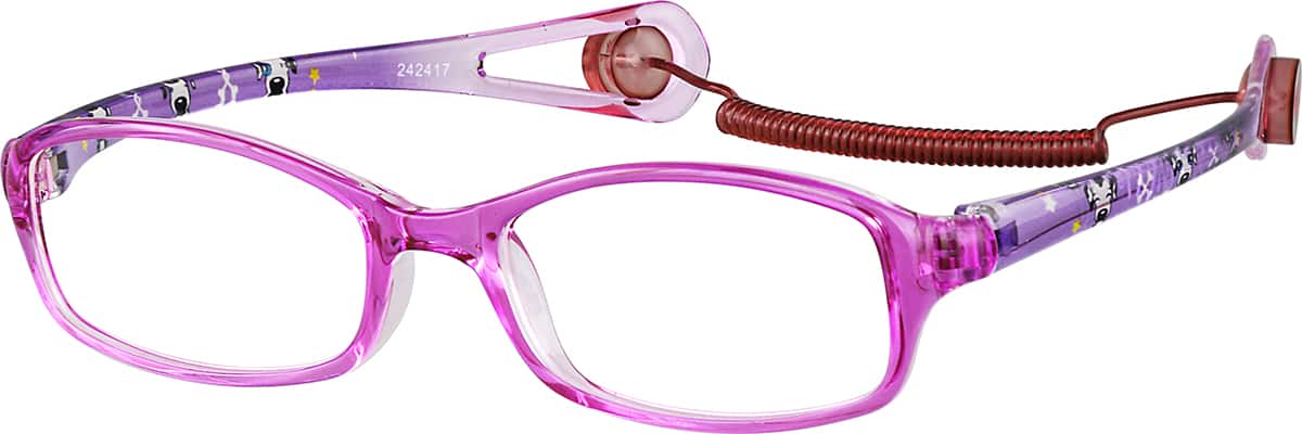 Angle view of Kids’ Rectangle Glasses 242417 in Purple