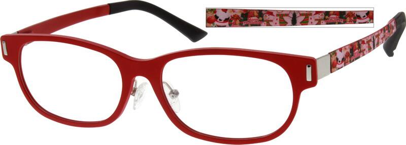 Angle view of Oval Glasses 247818 in Red