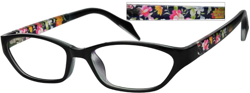 Angle view of Rectangle Glasses 250421 in Black
