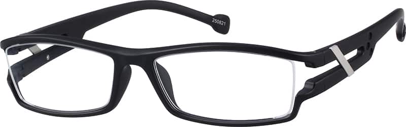 Angle view of Rectangle Glasses 250821 in Black