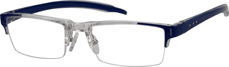 Angle view of Rectangle Glasses 251416 in Blue