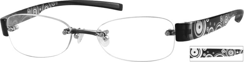 Angle view of Rimless Glasses 252021 in Black