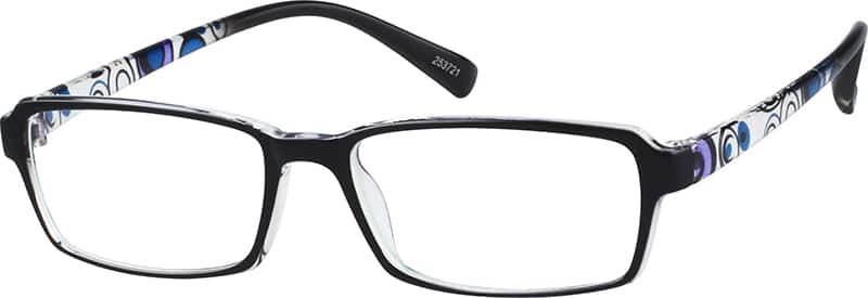 Angle view of Rectangle Glasses 253721 in Black