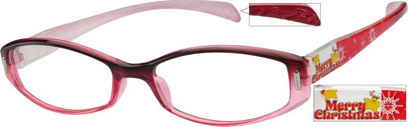 Angle view of Oval Glasses 258718 in Red