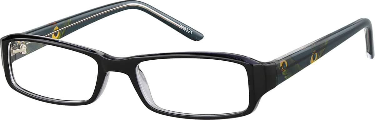 Angle view of Rectangle Glasses 262321 in Black