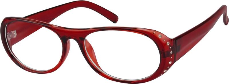 Angle view of Oval Glasses 264118 in Red