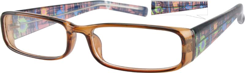 Angle view of Rectangle Glasses 264515 in Brown