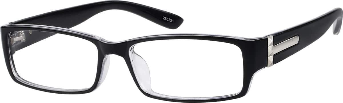 Angle view of Rectangle Glasses 265221 in Black