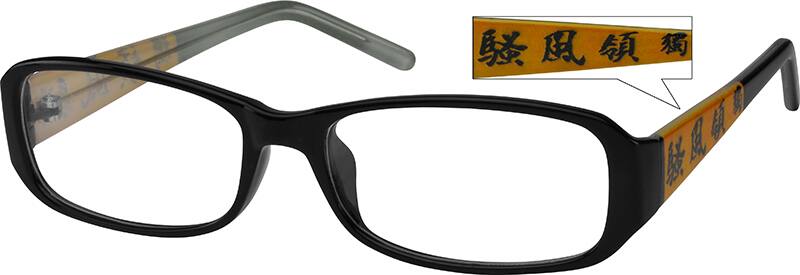Angle view of Rectangle Glasses 267521 in Black