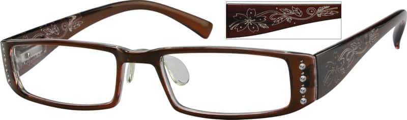 Angle view of Rectangle Glasses 268215 in Brown