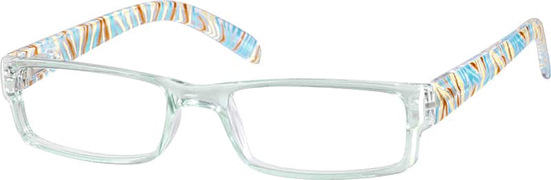 Angle view of Rectangle Glasses 271516 in Blue