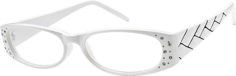 Angle view of Oval Glasses 273930 in White