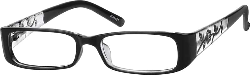 Angle view of Kids’ Rectangle Glasses 274121 in Black