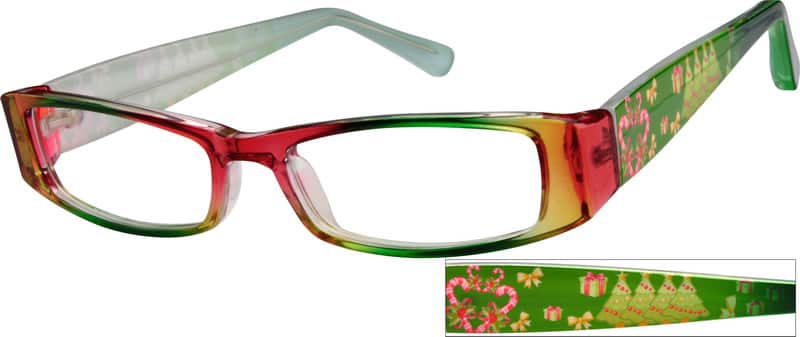Angle view of Rectangle Glasses 277329 in Multicolor