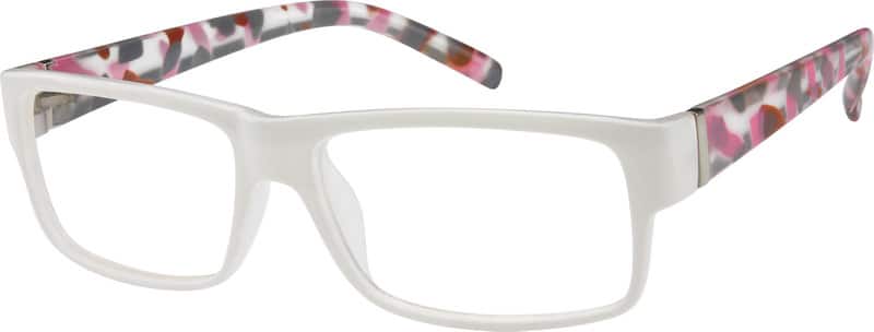 Angle view of Rectangle Glasses 278330 in White