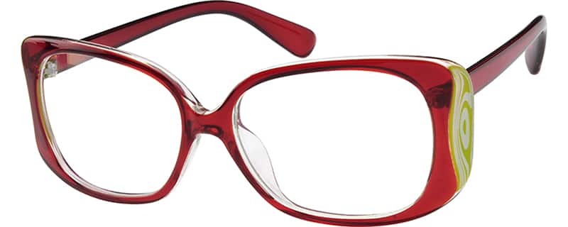 Angle view of Rectangle Glasses 279918 in Red