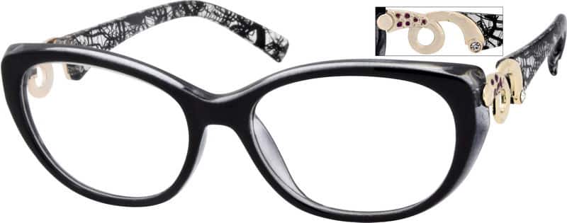 Angle view of Oval Glasses 283021 in Black
