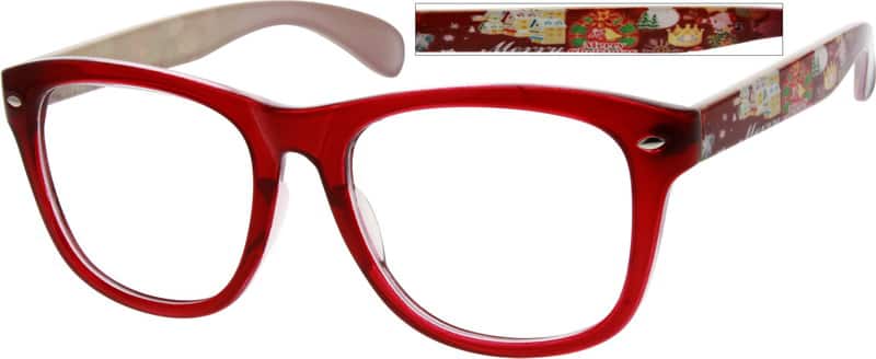 Angle view of Square Glasses 285018 in Red