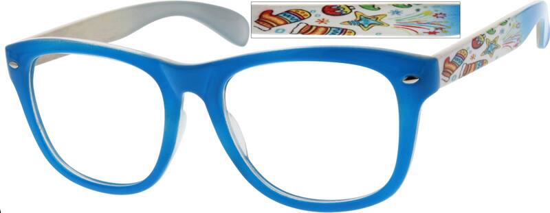 Angle view of Square Glasses 285116 in Blue