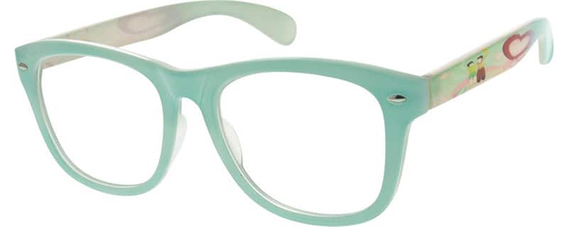 Angle view of Square Glasses 291524 in Green